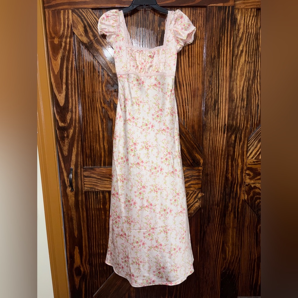Marshalls Pink Floral Puff Sleeve Maxi Dress